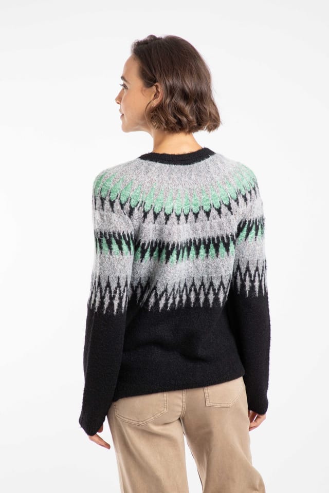 Weird Fish Weird Fish Women's Cedar Metallic Fair Isle Jumper in Black - 3