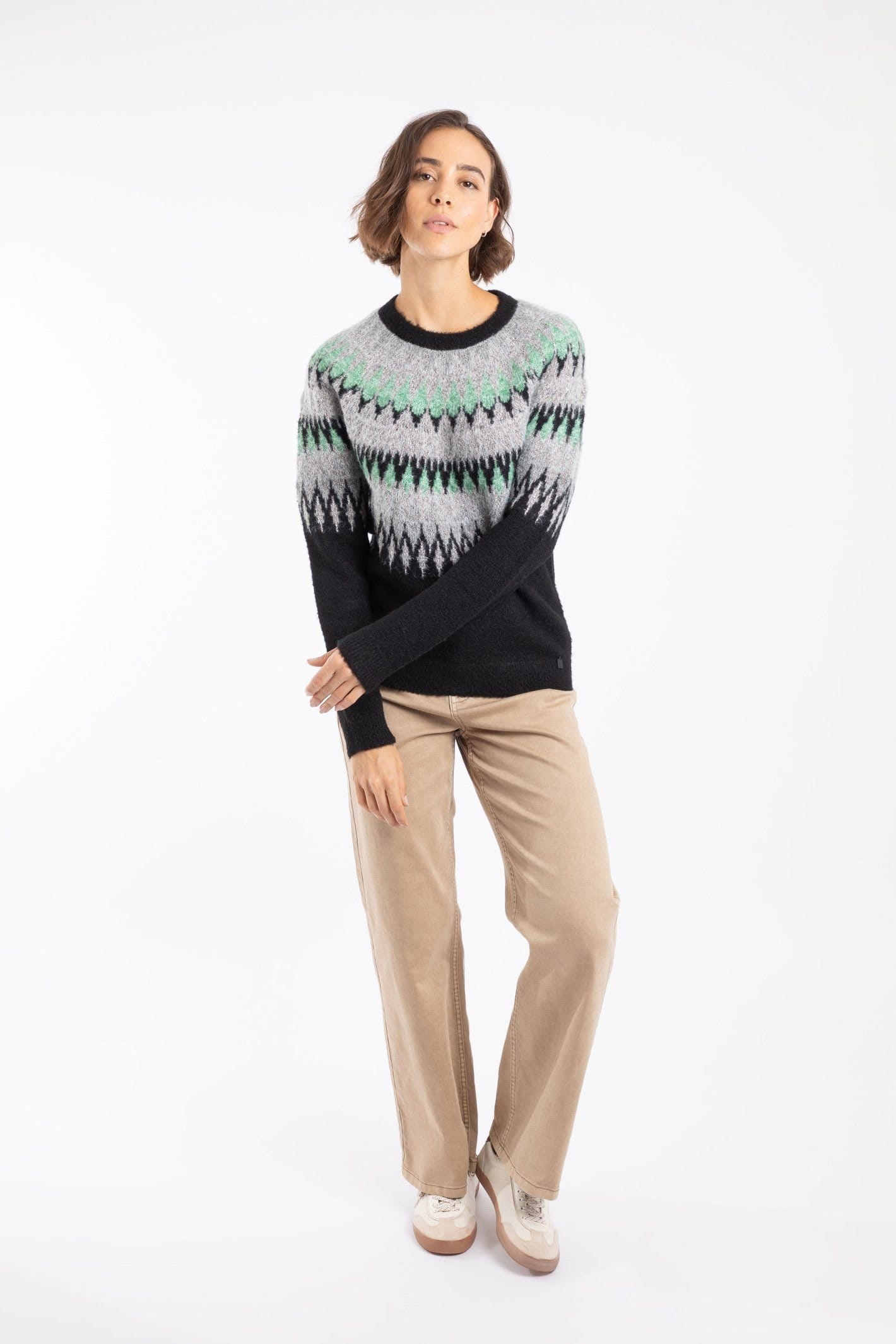 Weird Fish Weird Fish Women's Cedar Metallic Fair Isle Jumper in Black - 4