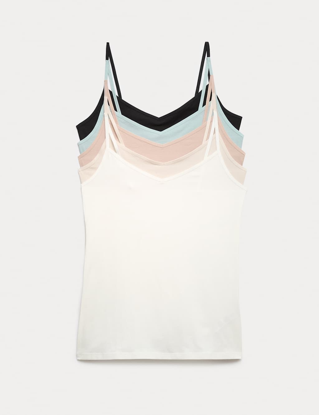 Marks & Spencer M&S 5 Pack Cotton Rich Strappy Vests Ivory Mix