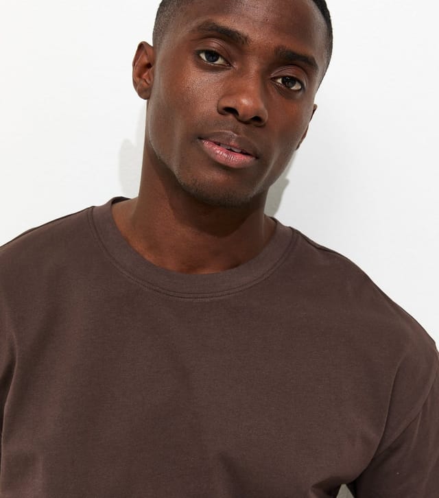 New Look Men's Dark Brown Oversized Short Sleeve T-Shirt New Look - 2