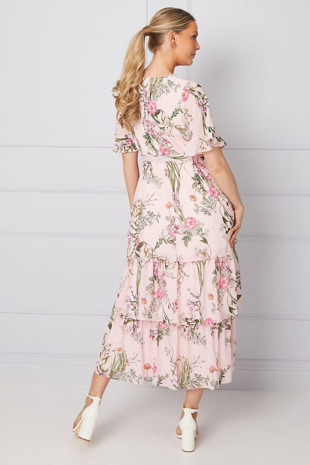 Wallis Wallis Women's Occasion Floral Print Ruffle Midi Dress in Blush - 3