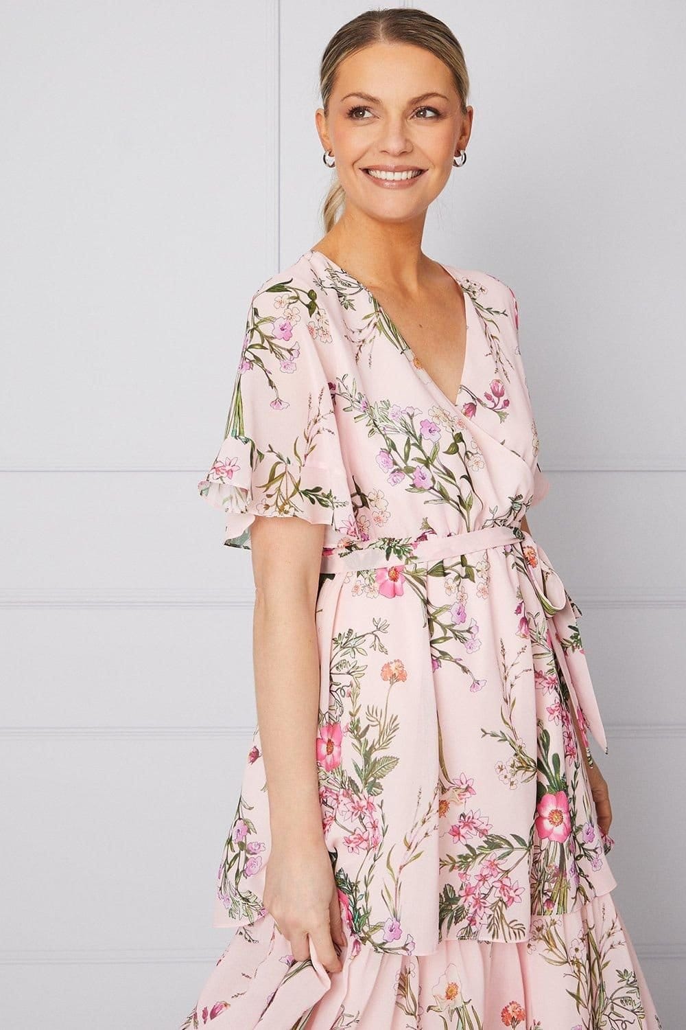 Wallis Wallis Women's Occasion Floral Print Ruffle Midi Dress in Blush - 4
