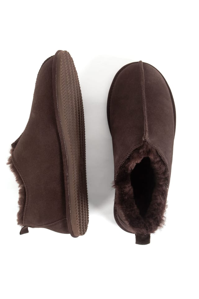 WoolOvers WoolOvers Men's Mens Suede & Sheepskin Short Boot in Chocolate - 2