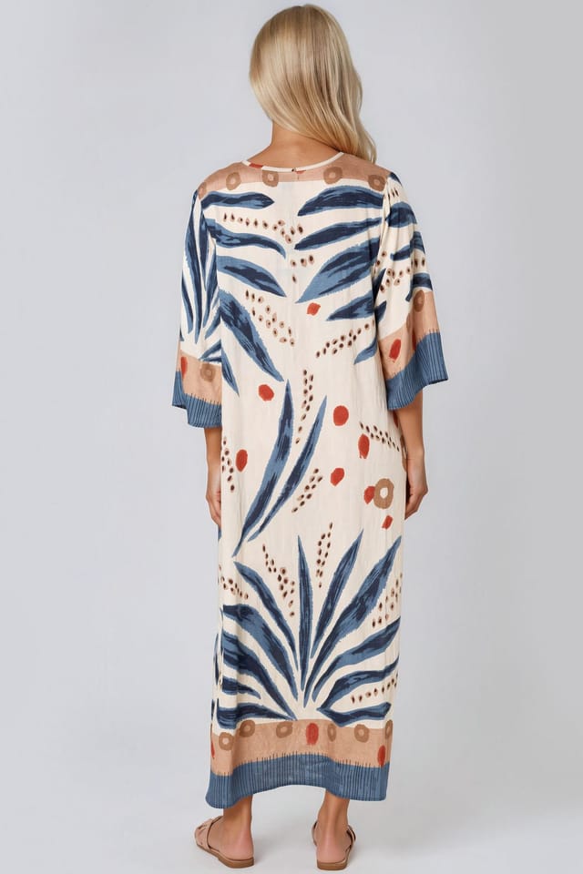 Aftershock London Aftershock London Women's Crochet Detail Beach Kaftan in Cream - 3