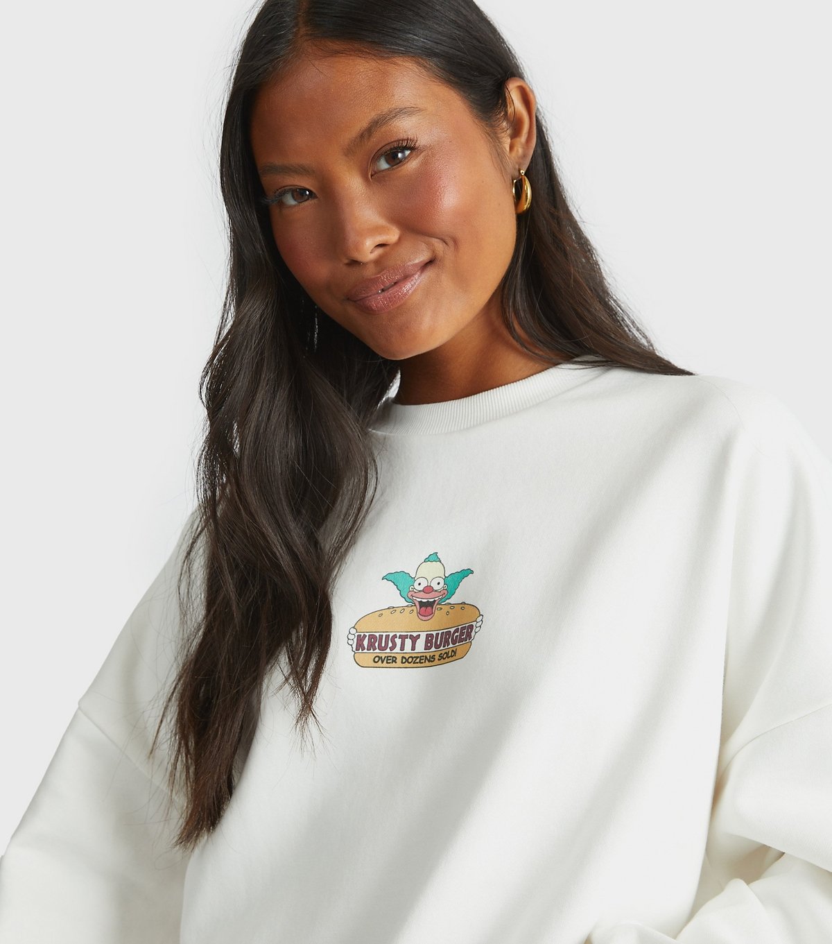 Skinnydip Women's White The Simpsons Krusty Burger Print Sweatshirt Skinnydip New Look - 4