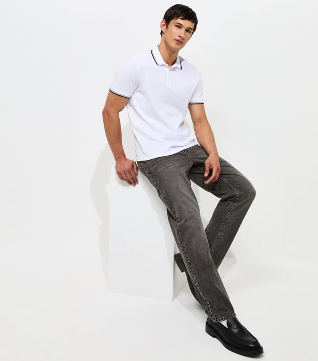 New Look Men's Dark Grey Cotton Relaxed Fit Jeans New Look - 2