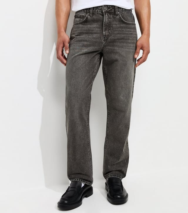 New Look Men's Dark Grey Cotton Relaxed Fit Jeans New Look - 3