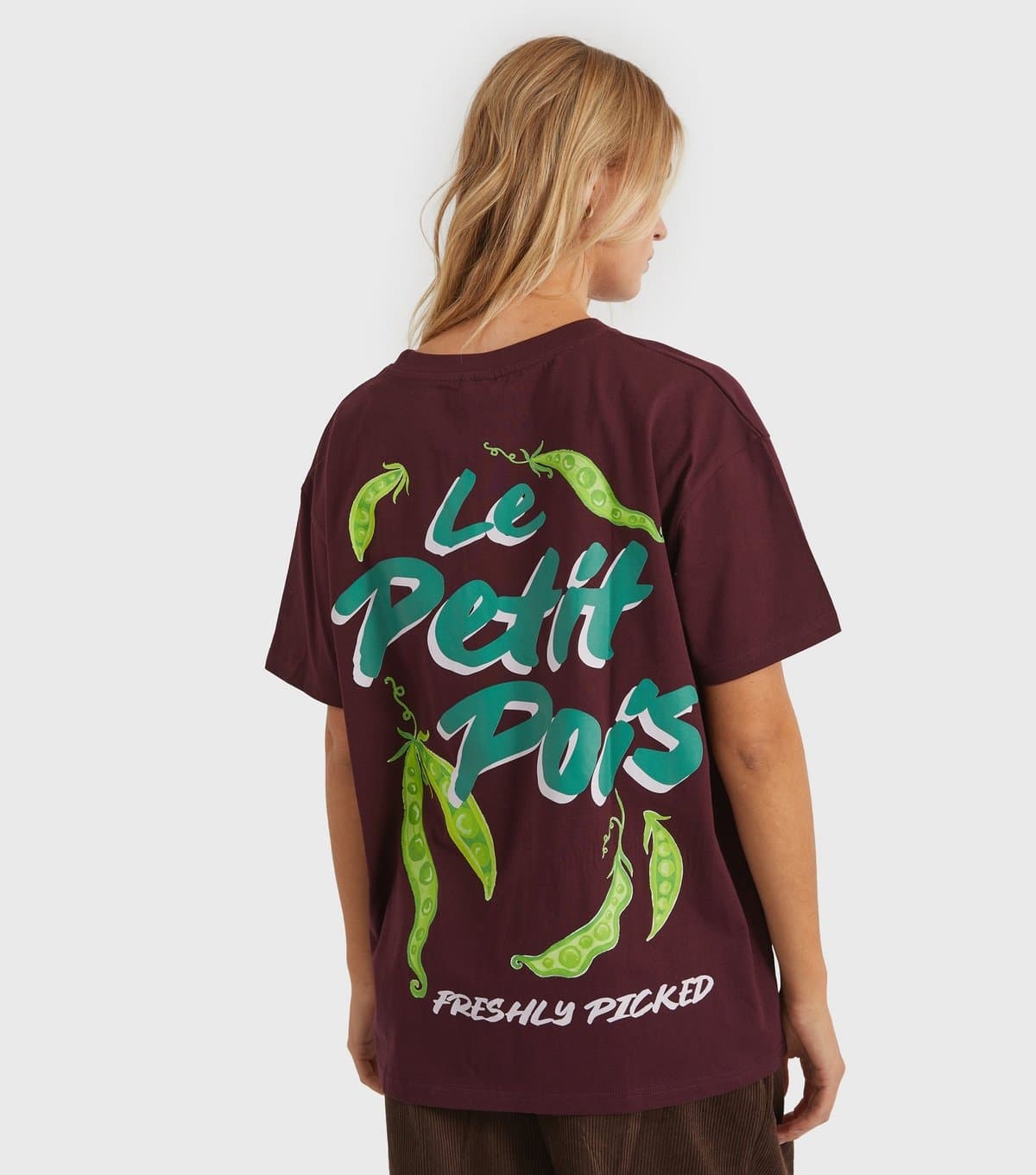 Skinnydip Women's Dark Burg Le Petit Pois Printed T-Shirt Skinnydip New Look