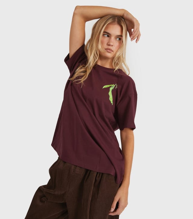 Skinnydip Women's Dark Burg Le Petit Pois Printed T-Shirt Skinnydip New Look - 2
