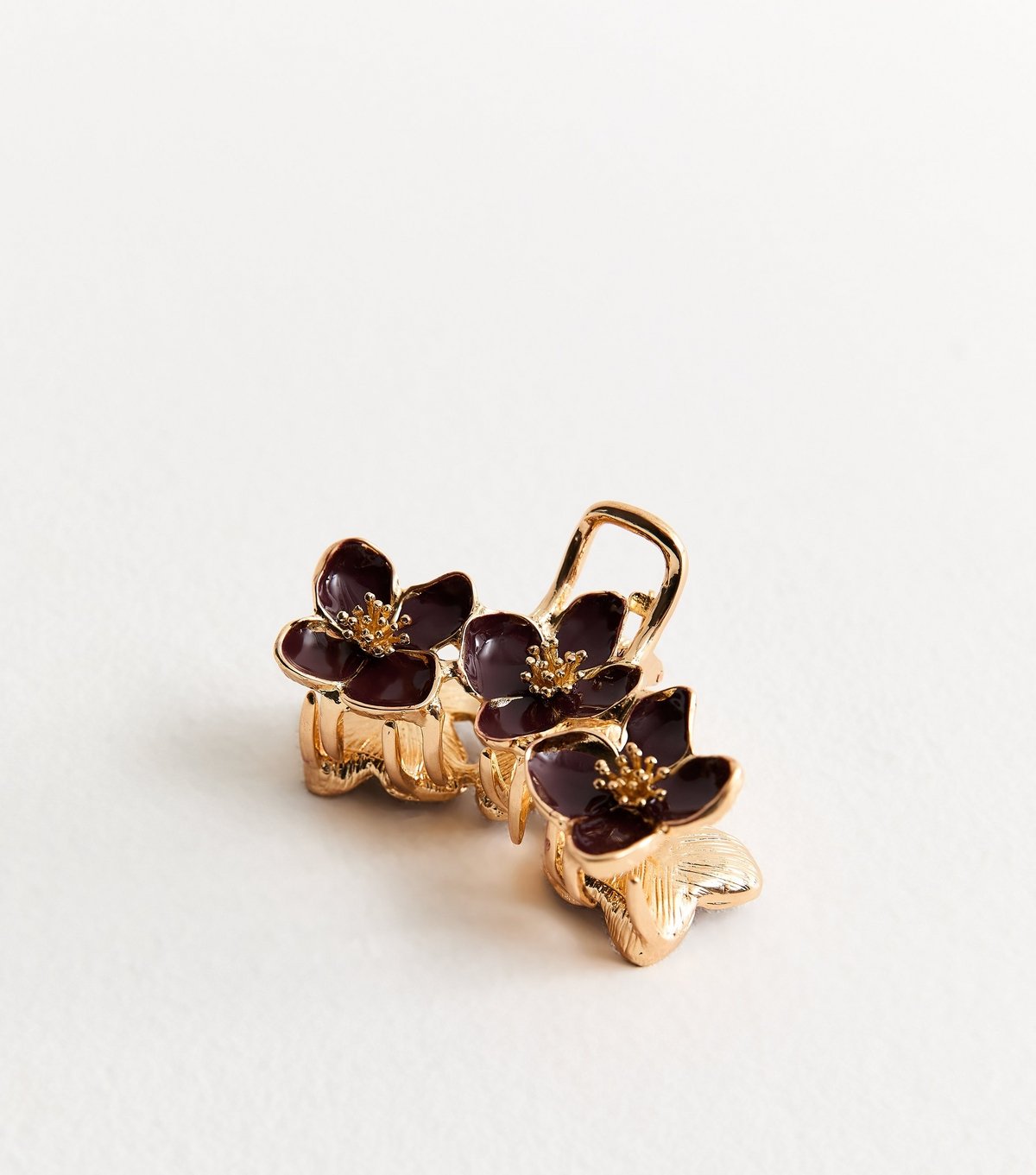 New Look Burgundy Flower Cluster Metal Bulldog Hair Clip New Look - 2