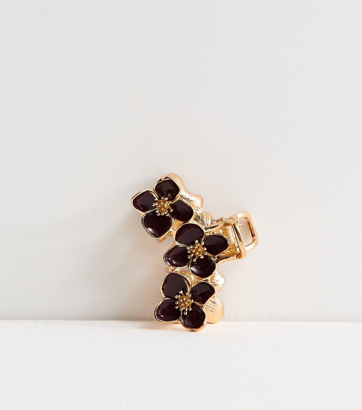 New Look Burgundy Flower Cluster Metal Bulldog Hair Clip New Look - 3