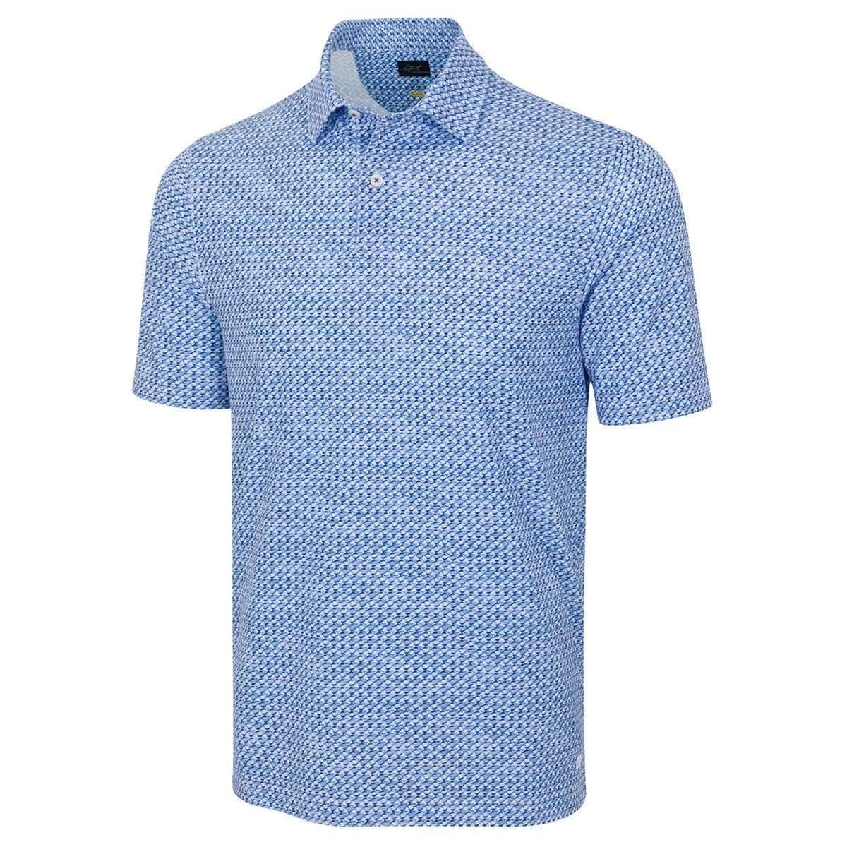 Greg Norman Greg Norman Men's Shark Tail Matrix Golf Polo Shirt in Blue