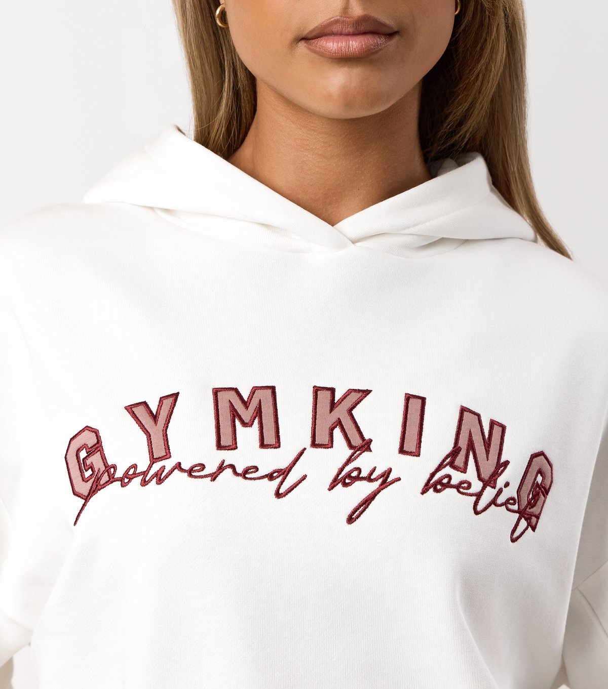 Gym King Women's Cream Powered By Belief Relaxed Fit Hoodie Gym King New Look - 4
