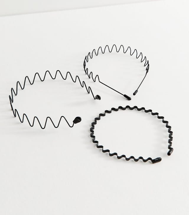 Brushworks Pack Of 3 Black Flexi Zig Zag Headbands Brushworks New Look - 2