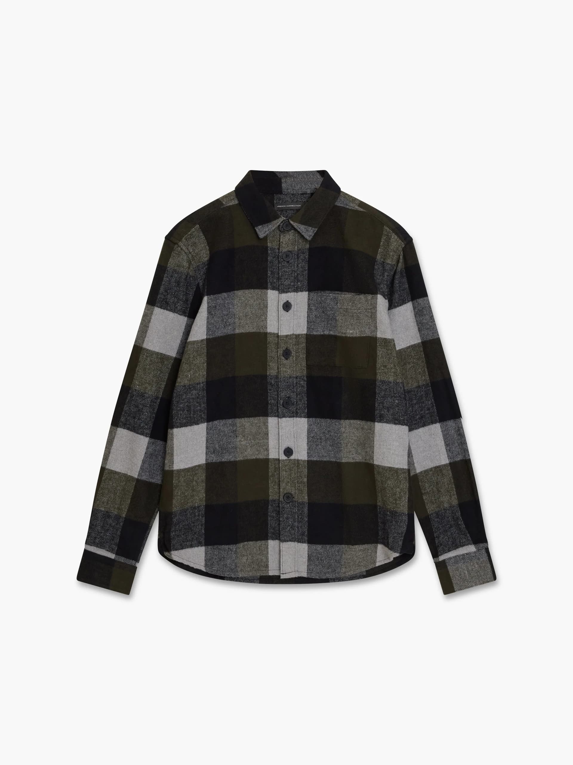 French Connection Heavy Large Check Overshirt Khaki