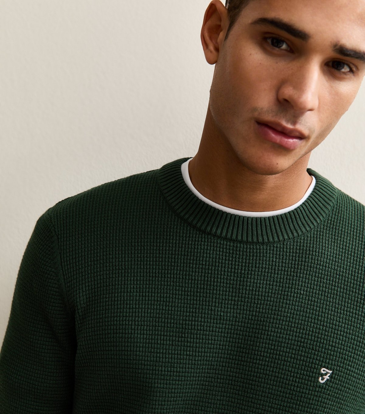 Unknown Men's Farah Dark Green Regular Fit Knitted Crew Neck Jumper New Look - 2