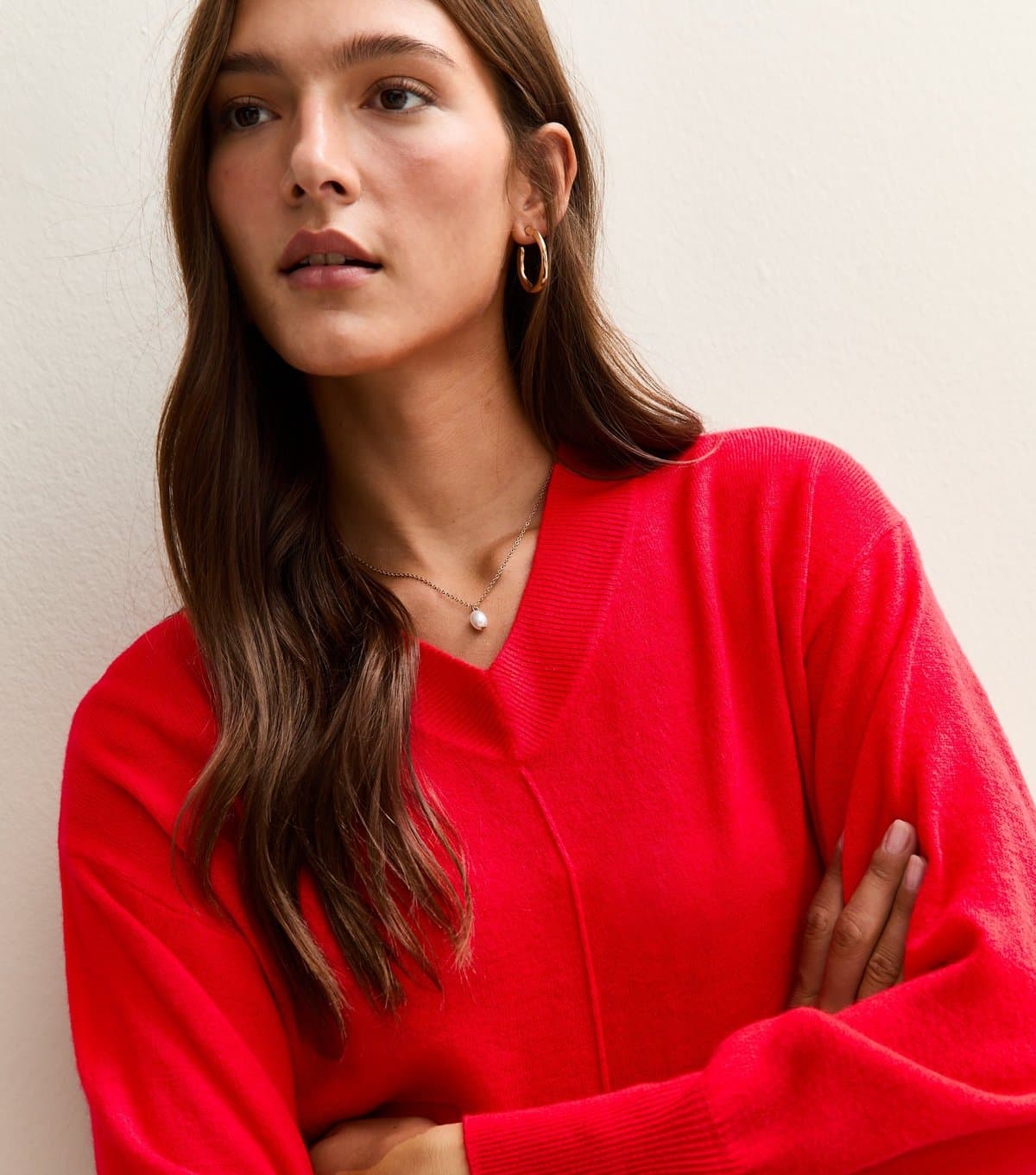 Sunshine Soul Women's Bright Red V-Neck Jumper Sunshine Soul New Look