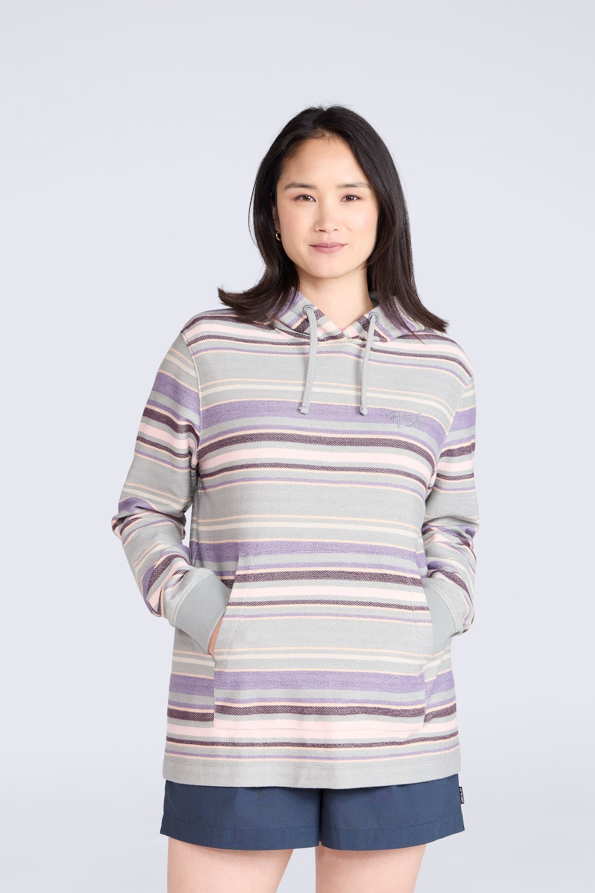 Animal Animal Women's 'Lila' Cotton Beach Kangaroo Pocket Adjustable Hood Casual Hoodie in Purple