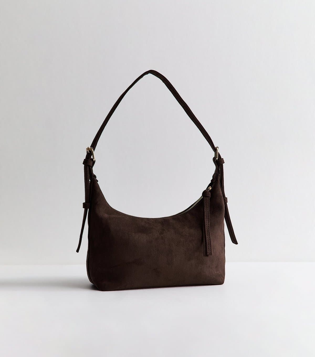 New Look Dark Brown Faux Suede Slouchy Shoulder Bag New Look