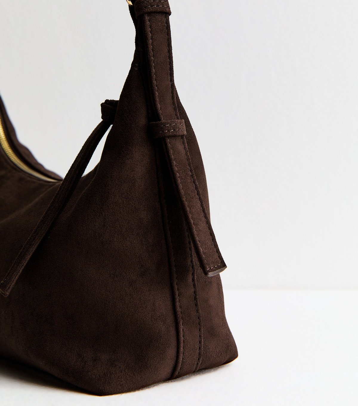 New Look Dark Brown Faux Suede Slouchy Shoulder Bag New Look - 3