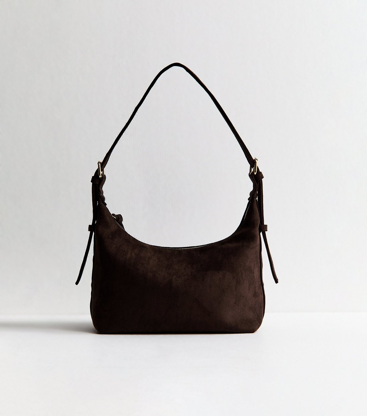 New Look Dark Brown Faux Suede Slouchy Shoulder Bag New Look - 4