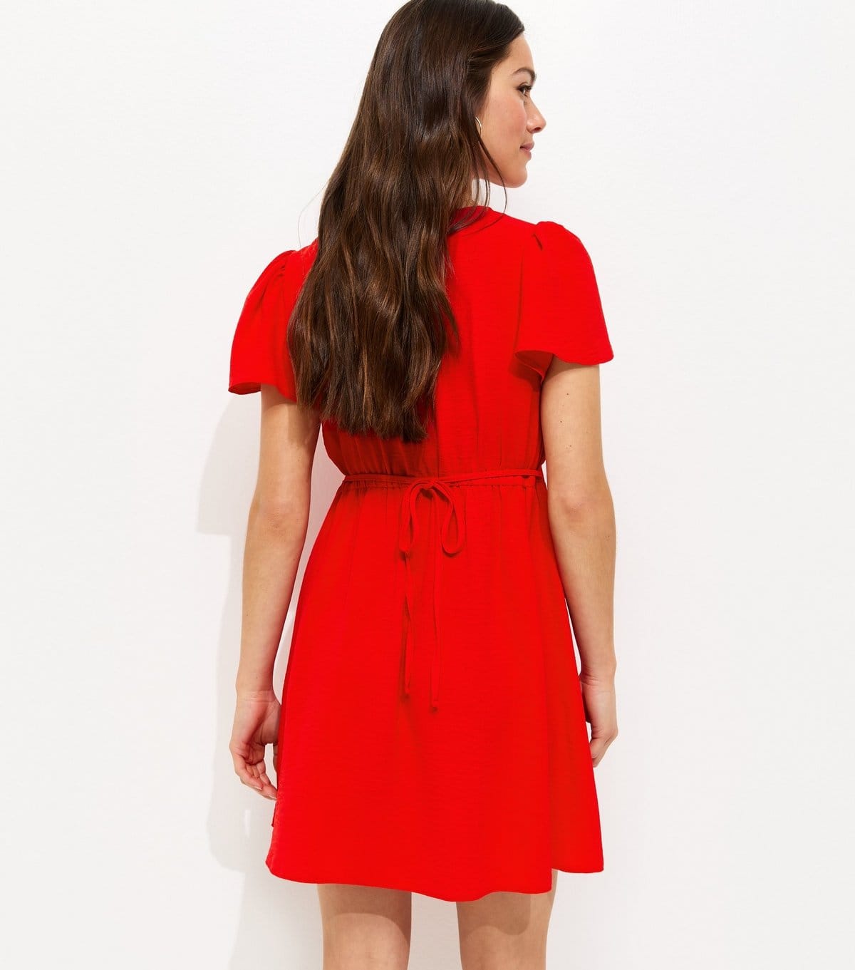 New Look Women's Petite Red Flutter Sleeve Mini Tea Dress New Look - 4