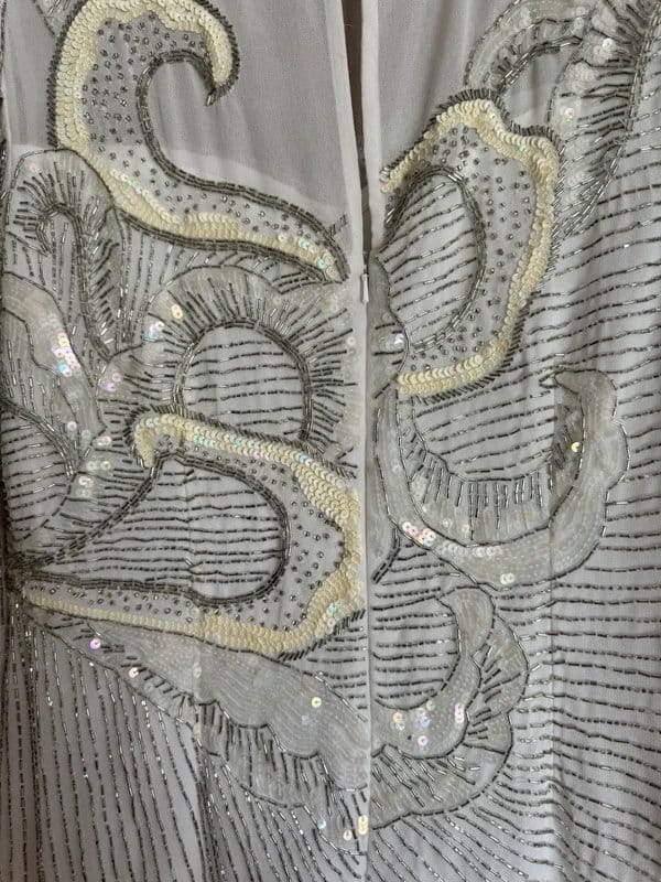 ASOS Embellished White & Silver Midi Dress Size 12