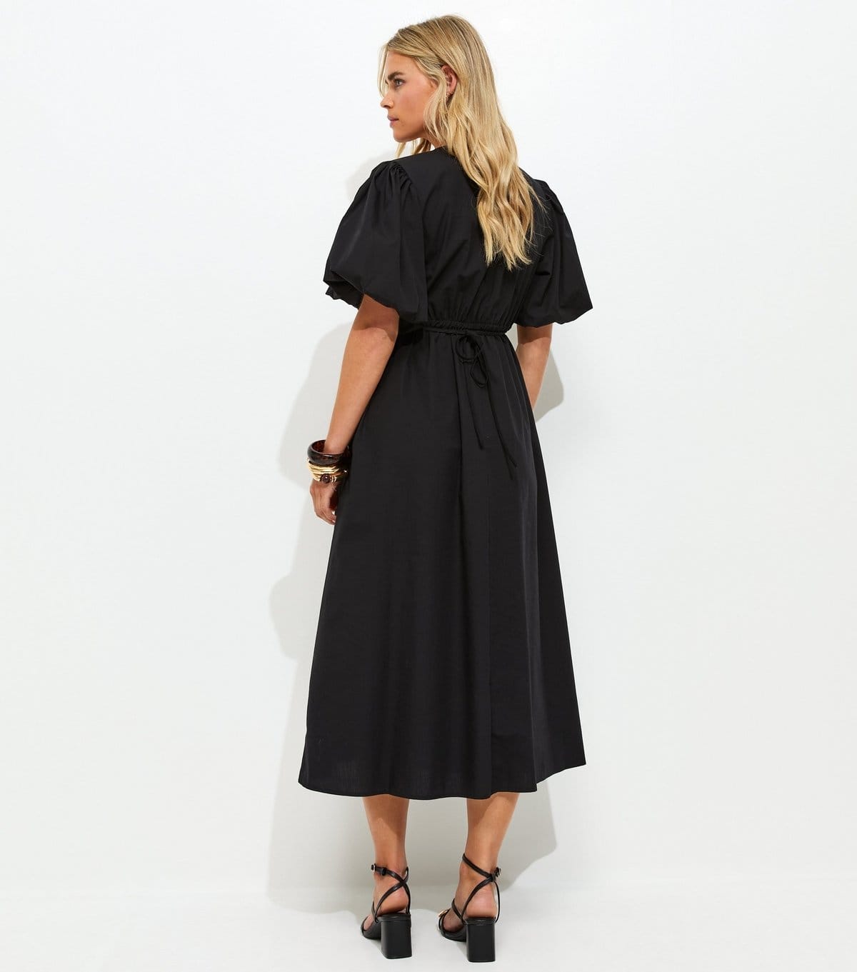 New Look Women's Petite Black Puff Sleeve Midi Dress New Look - 4