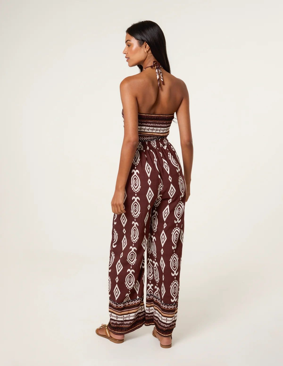 Blue Vanilla Ethnic Print Strapless Elasticated Jumpsuit - 4