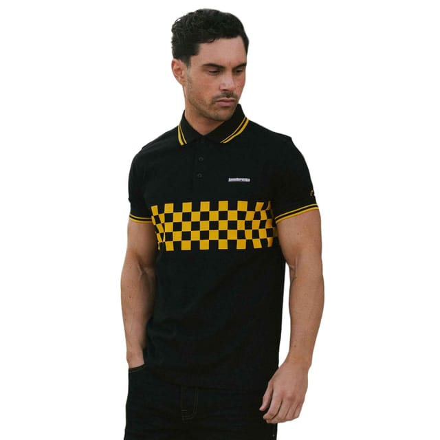 Lambretta Lambretta Men's SS25 Two Tone Tipped Polo Shirt in Jet Black - 3