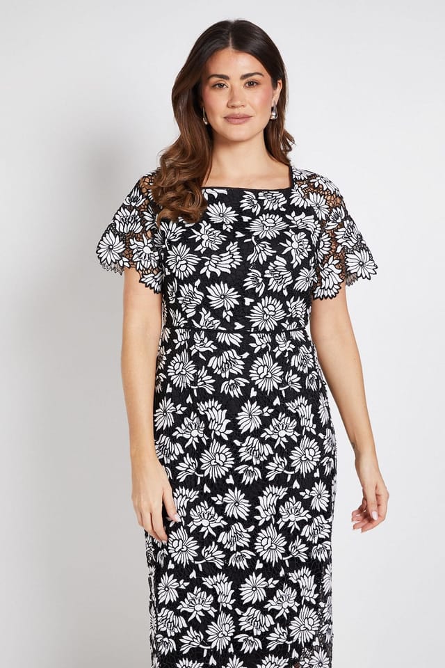 Wallis Wallis Women's Mono Lace Pencil Dress in Black - 2