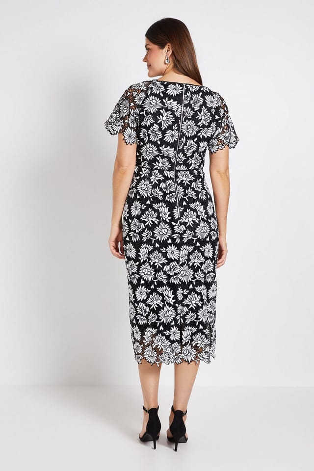 Wallis Wallis Women's Mono Lace Pencil Dress in Black - 3