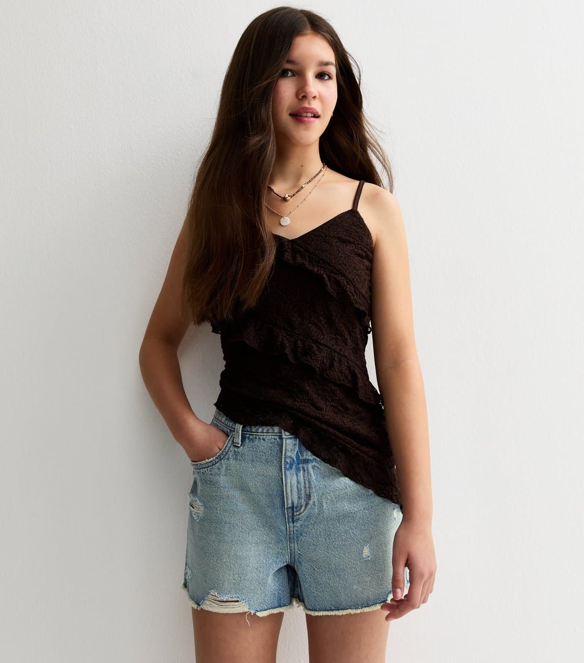 New Look Girls' Light Blue Ripped Denim Mom Shorts New Look