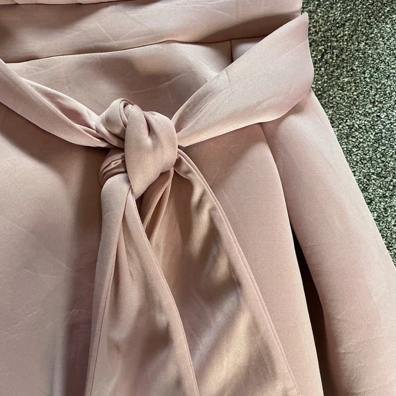 ASOS Asos Pink Fallen Shoulder Midi Prom Dress With Tie Detail