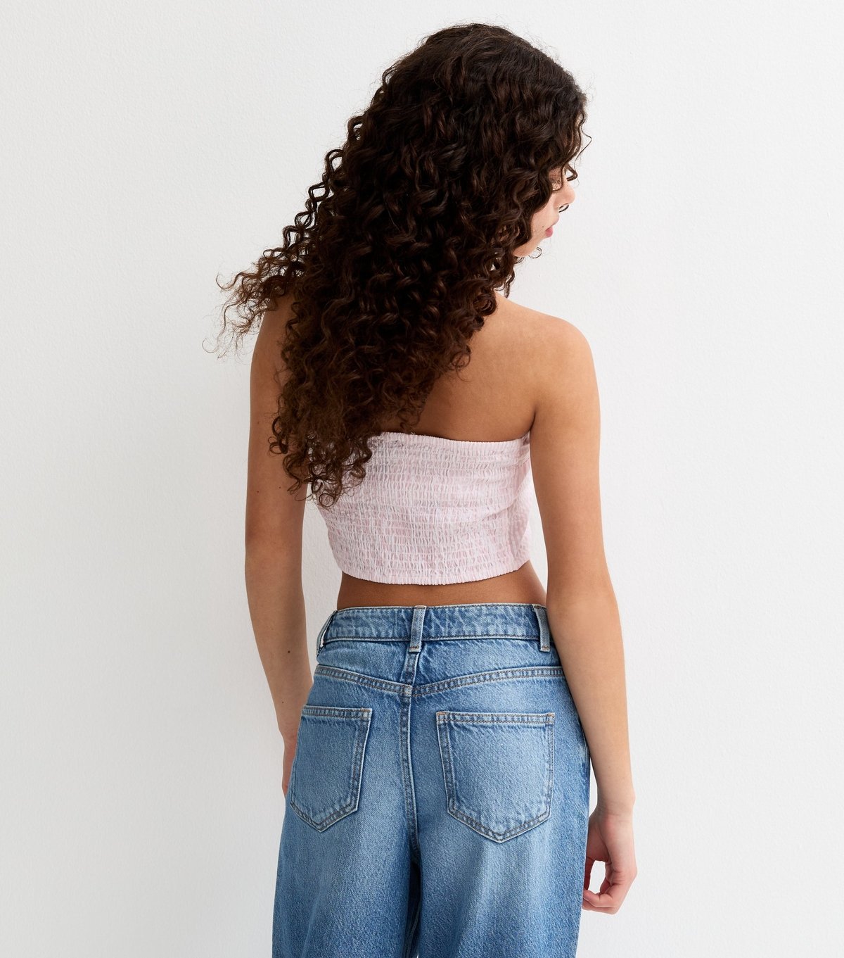 New Look Girls' Pink Striped Hanky Hem Bandeau Top New Look - 4