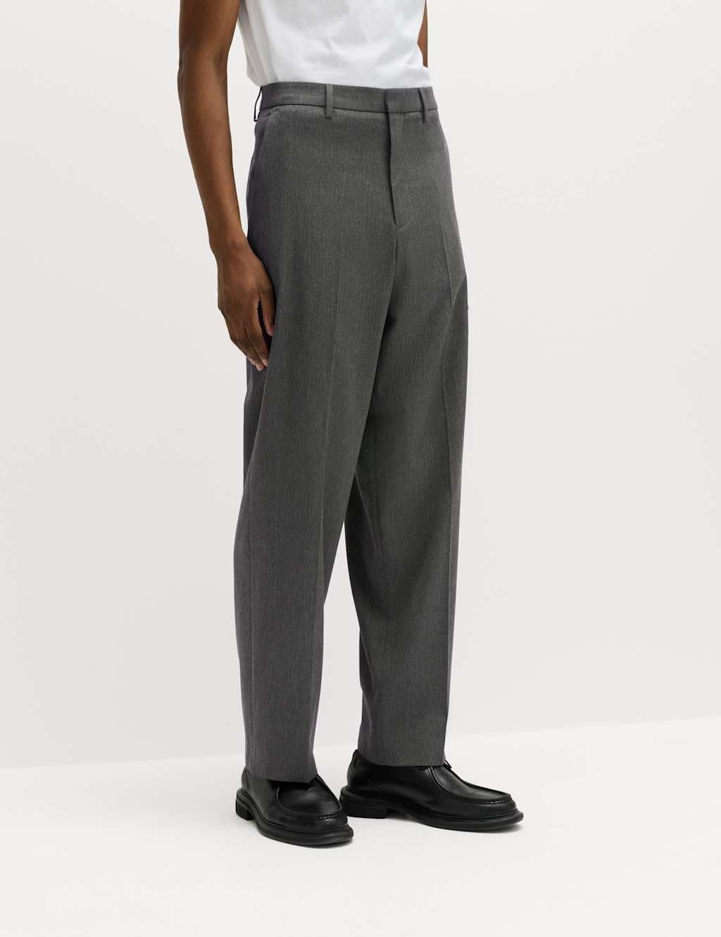 Marks & Spencer M&S Charcoal Loose Fit Smart Stretch Trousers