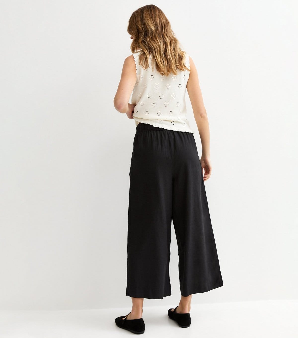 New Look Women's Black Linen Blend Crop Trousers New Look - 4