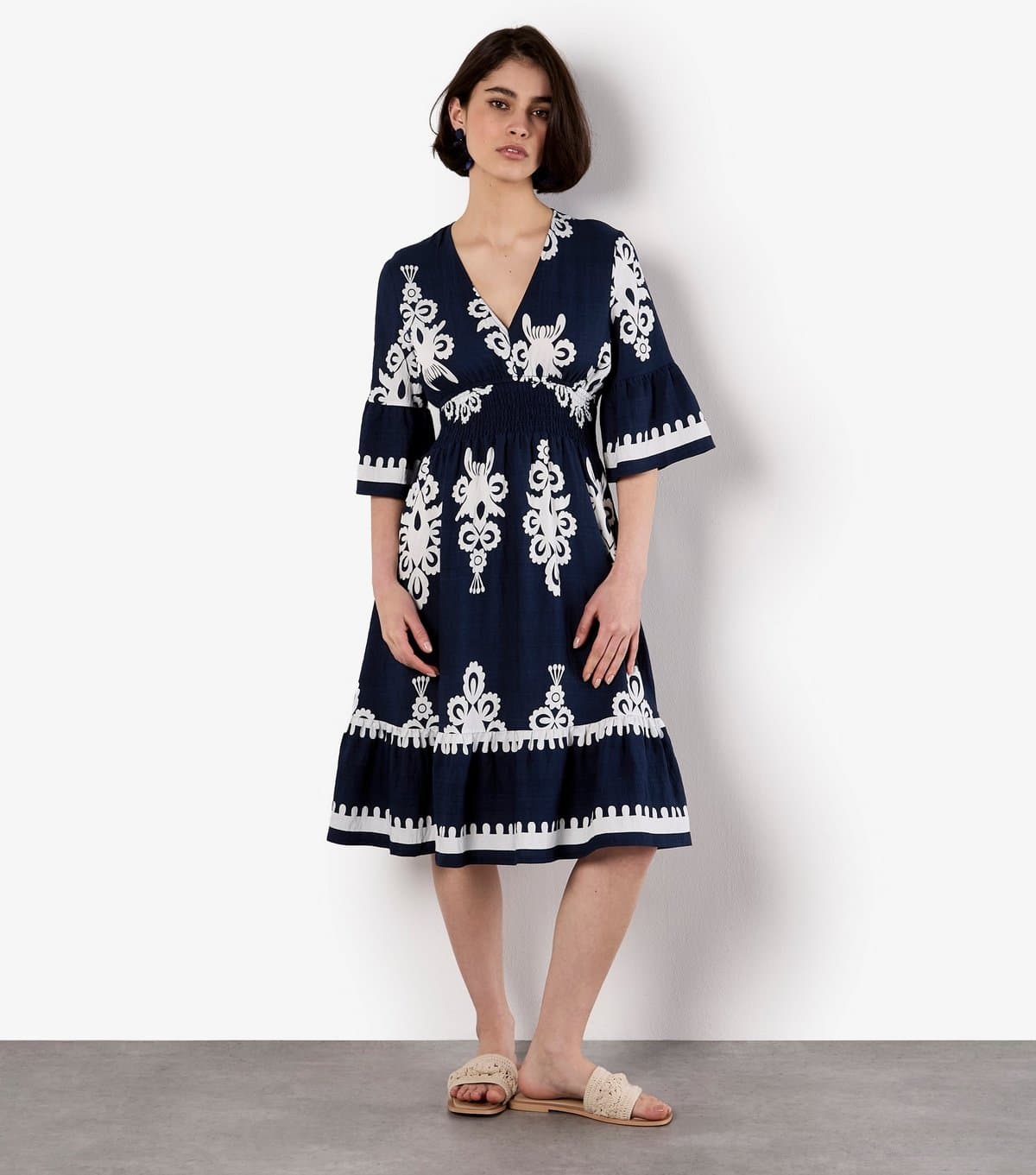Apricot Women's Navy Floral Baroque Dress Apricot New Look