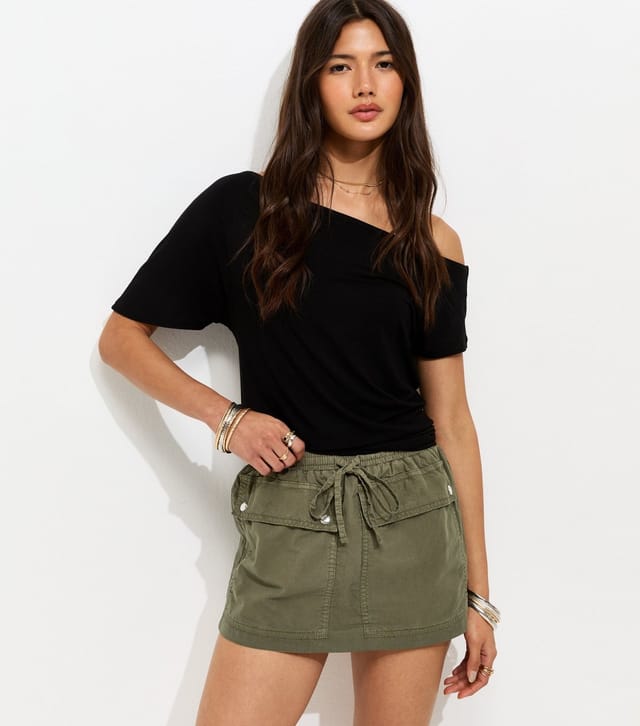New Look Women's Dark Khaki Cotton Utility Skort New Look - 2