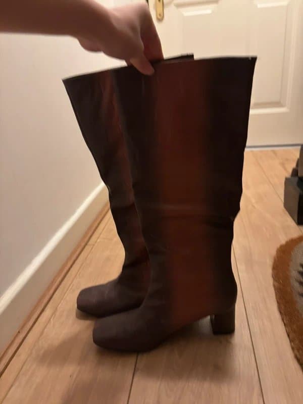 ASOS Faux leather knee boots/knee-high boots with block heels
