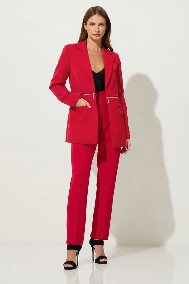 Star By Julien Macdonald Star by Julien Macdonald Women's Zip Waist 2-In-1 Blazer in Red - 3