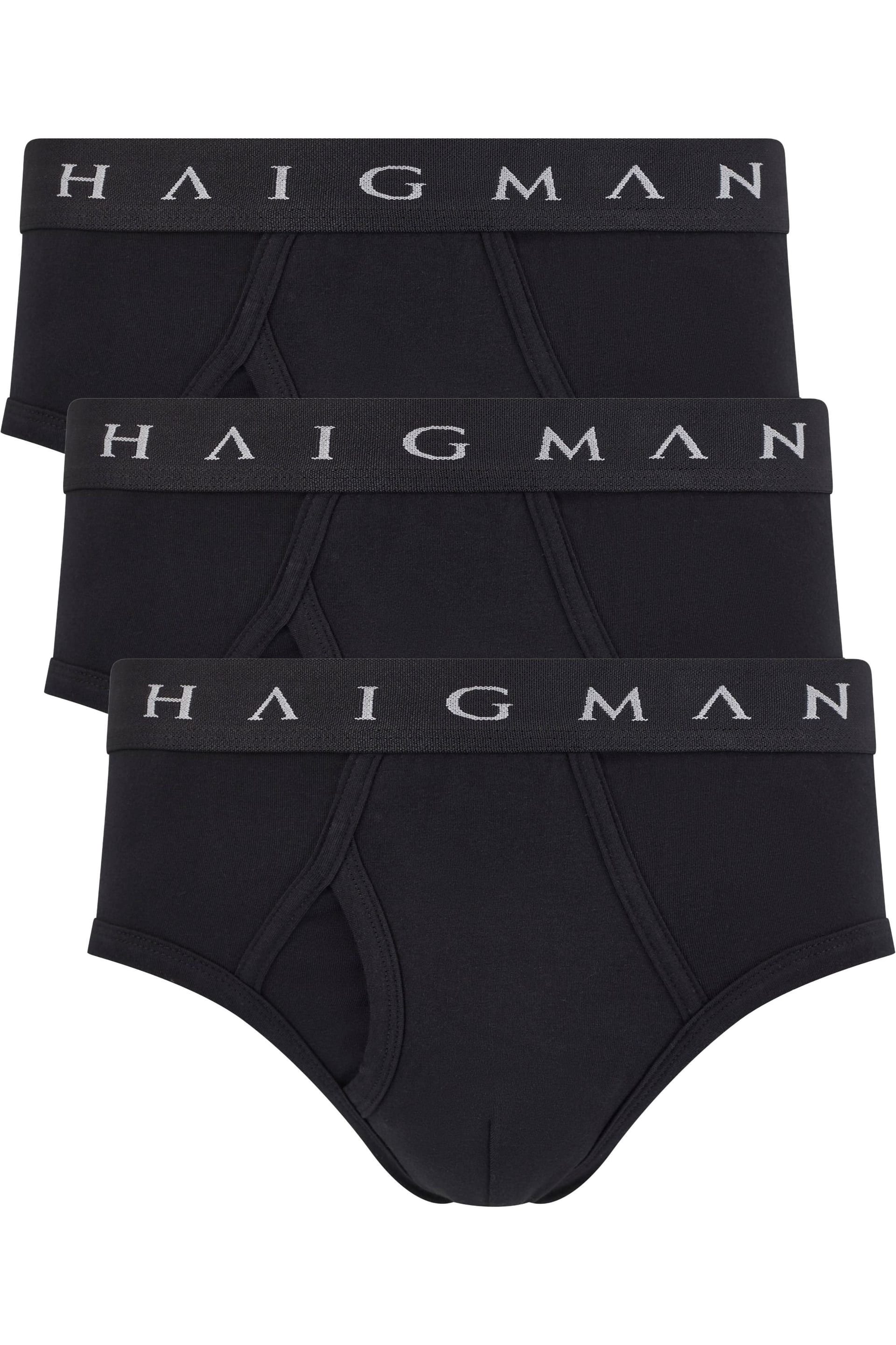 Haigman Men's 3 Pack Cotton Stretch Modern Briefs in Black