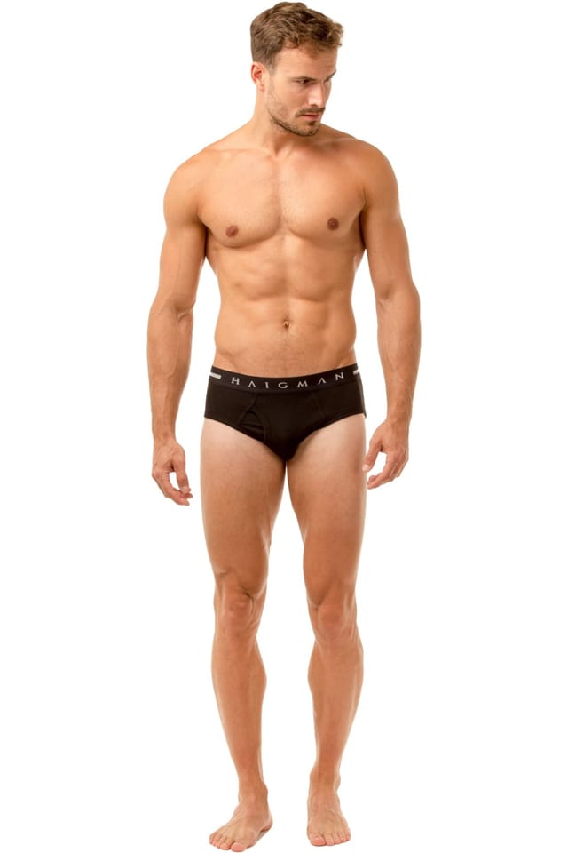 Haigman Haigman Men's Men's 3 Pack Cotton Stretch Modern Briefs in Black - 2