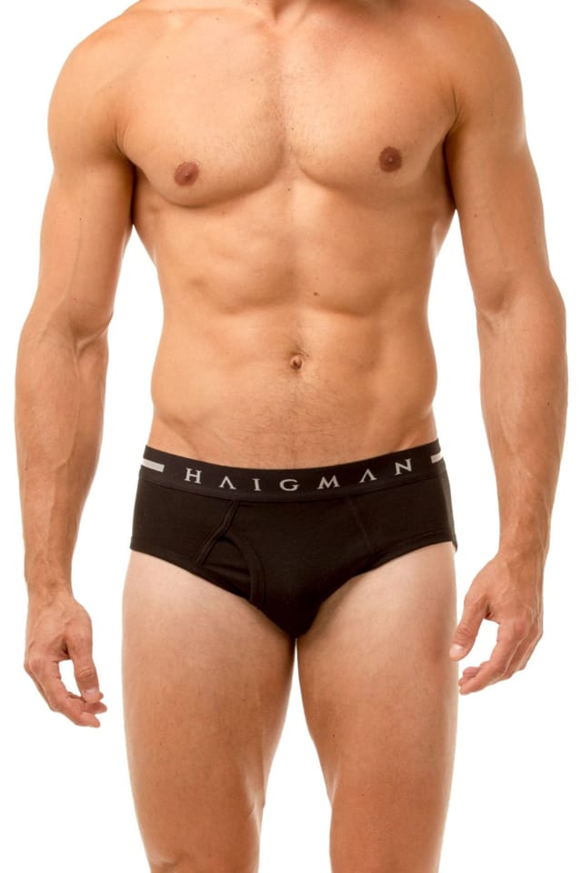 Haigman Haigman Men's Men's 3 Pack Cotton Stretch Modern Briefs in Black - 3