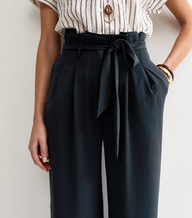New Look Women's Tall Black Paperbag Waist Wide Leg Trousers New Look - 2