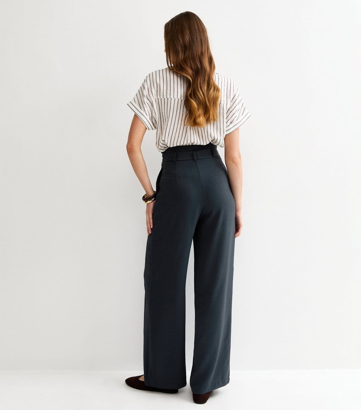 New Look Women's Tall Black Paperbag Waist Wide Leg Trousers New Look - 4