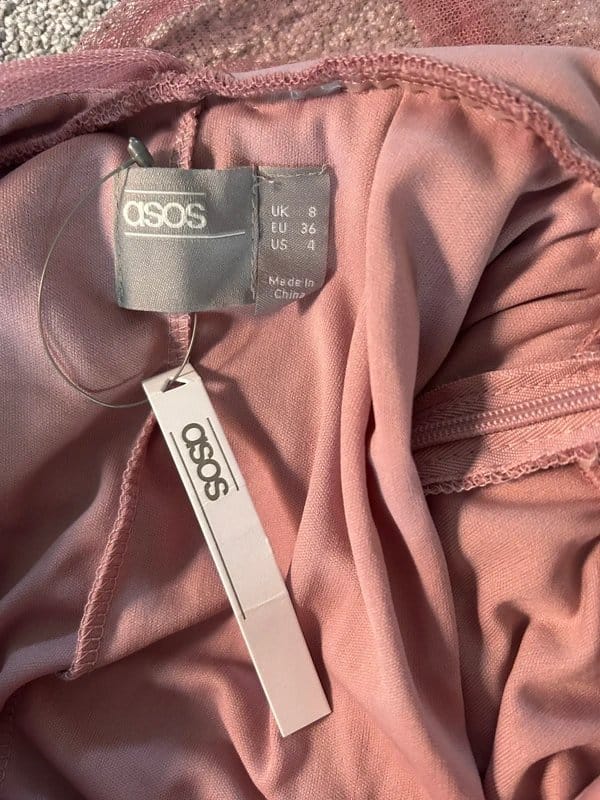 ASOS Design Rose Tulle Belted Pleated Dress