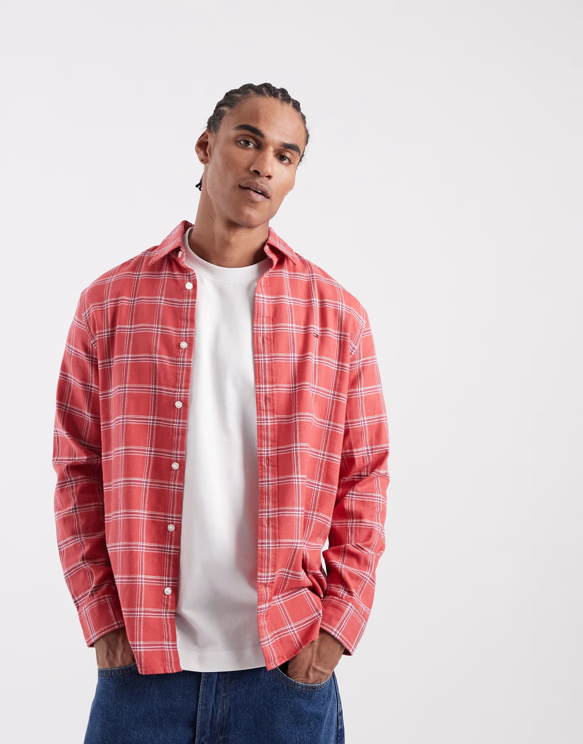 ASOS Tommy Jeans twill shirt in red check