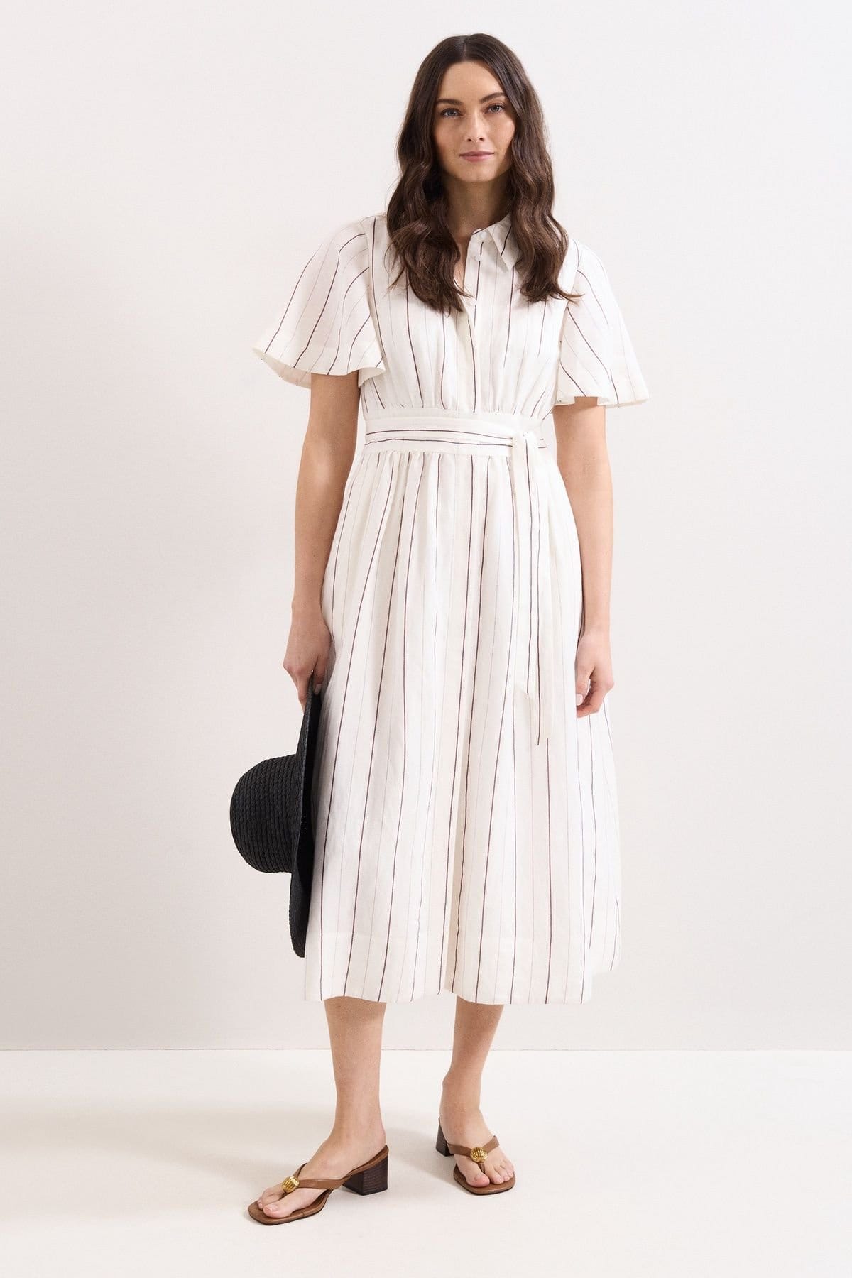 Phase Eight White Striped Shirt Dress
