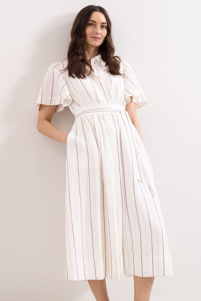 Phase Eight Phase Eight Women's Marielle Striped Shirt Dress in Natural White - 2